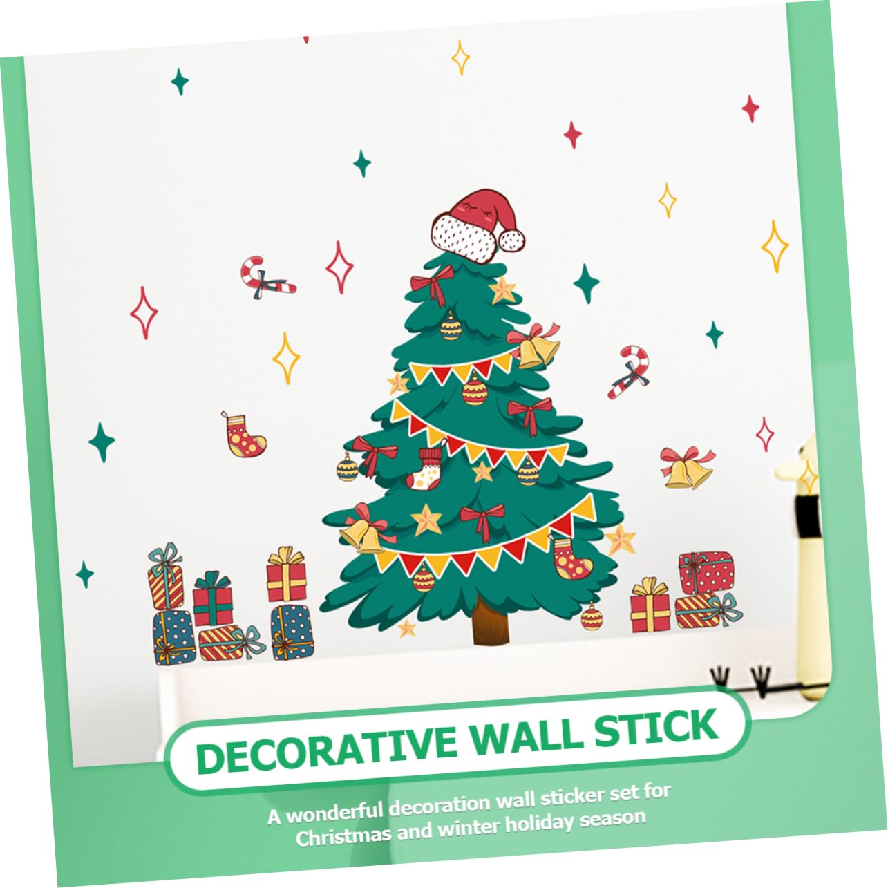 HOMSFOU 4 Set Di Decorazioni Per Albero Di Natale Mini Adesivi Per Finestre A Forma Di Albero Di Natale Decorazioni Natalizie 2 Fogli * 4