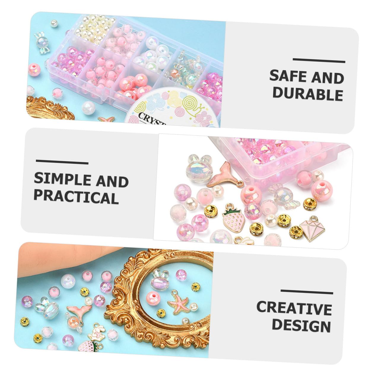 VILLCASE 3ensembles Kit De Fabrication De Bijoux Ensemble De Perles Pour Bracelet Charm Avec Perles Étoile Cœur Bricolage Créatif Pour Adultes