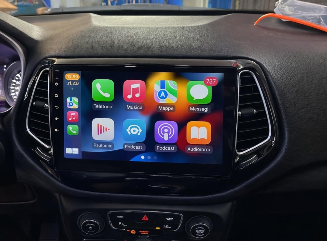 Autoradio cartablet per Jeep Compass 2015-2020, Schermo Touch HD, Apple CarPlay & Android Auto, GPS Navigatore, Bluetooth WiFi USB (4GB RAM 32GB ROM) CTB-CMP01