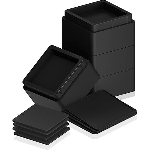 Utopia Bedding Bed Risers 2 Inch - Pack of 4 - Furniture Risers with Anti Slip Foam & Rubber Pad - Stackable Bed Lifts Risers Heavy Duty for Sofa, Bed, Table, Couch & Chair (Black)