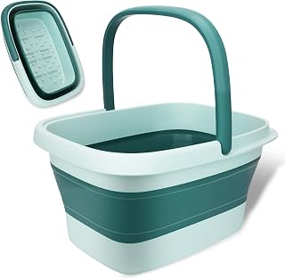 15L Faltbare Fußbadewanne mit Griff & Massagefunktion | Pediküre für Entspannung & Fußpflege | Fußwanne,Fußsprudelbad,Ergonomisch faltbar,leicht & platzsparend - Hellgrün