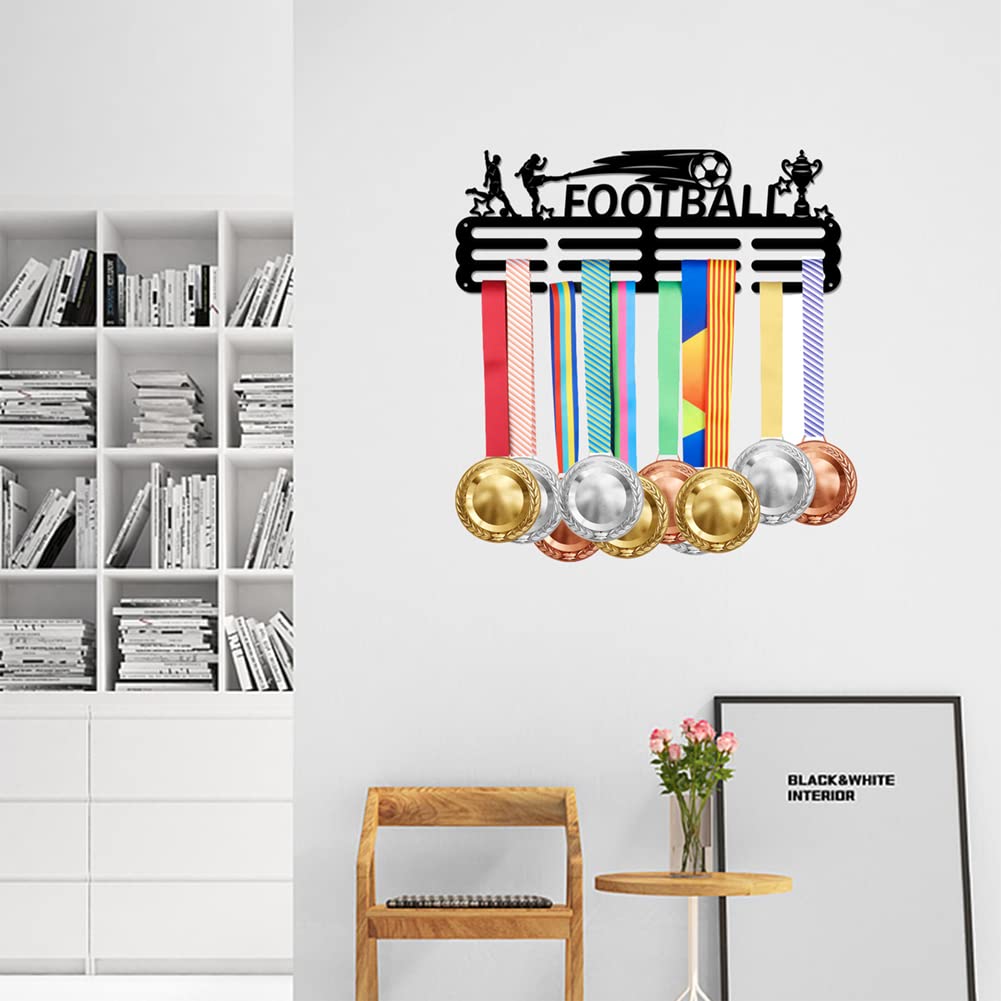 SUPERDANT Soporte para medallas de fútbol Soporte para medallas Deportivas Ganchos de Hierro para Colgar en la Pared para más de 60 galardones Soportes para Cintas Deportivas