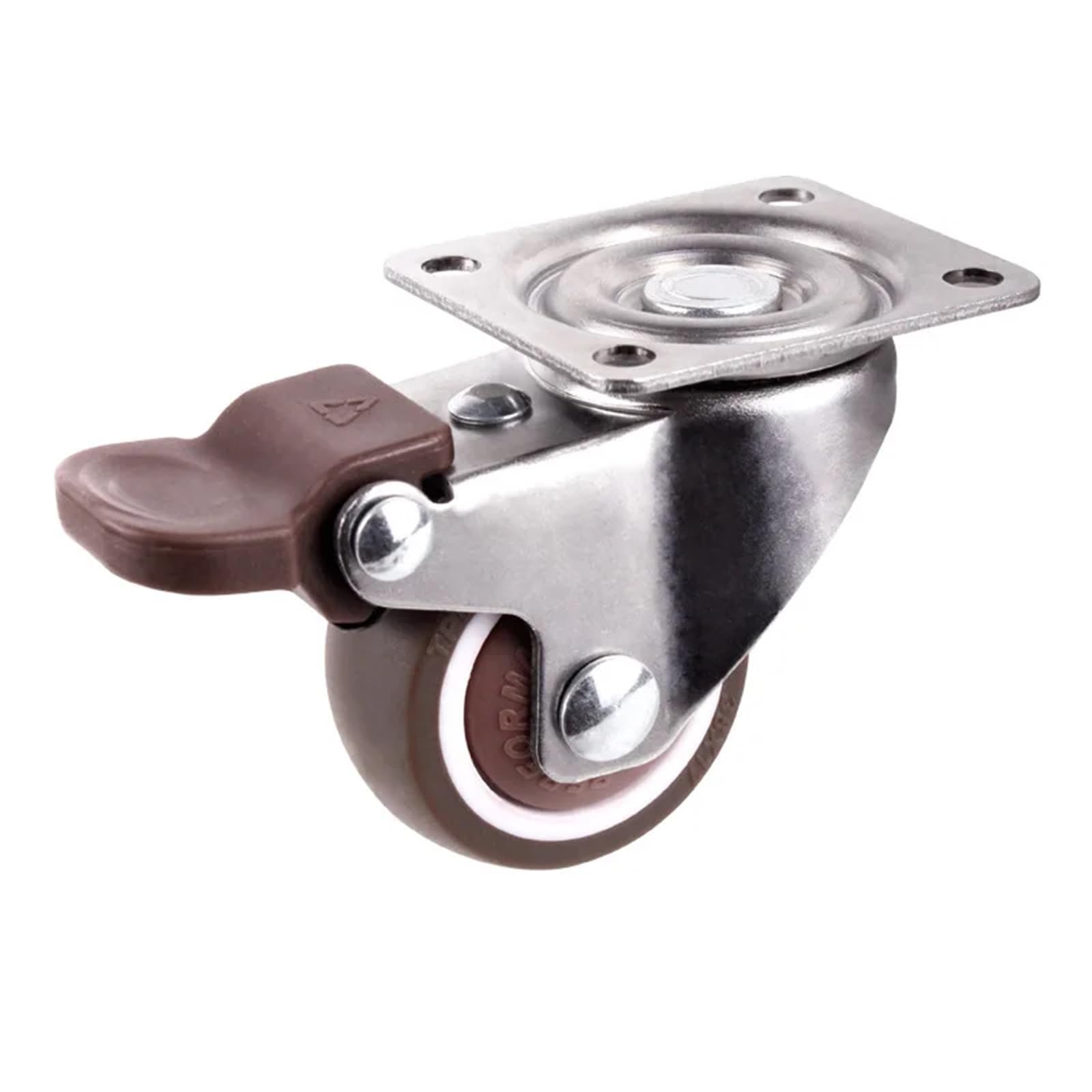 Caster Wheels, 1/1.25/1.5/2 Inch Furniture Casters Wheels Rubber Swivel Castor Trolley Rubber Caster with Brake(C,1.5 inch)