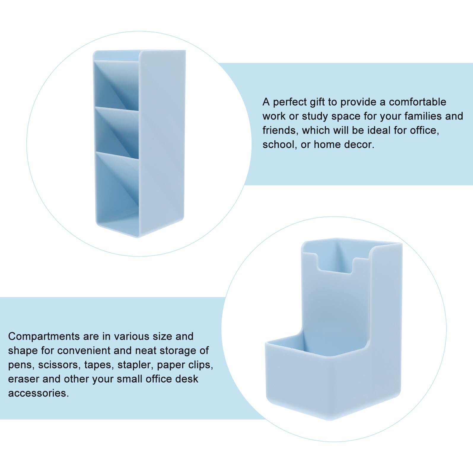 Portalápices y de Abs Vertical Azul Compartimentos Variados Organizador de Bolígrafos y Papelería Espacio de Trabajo Elegante y Funcional para Oficina, Escuela