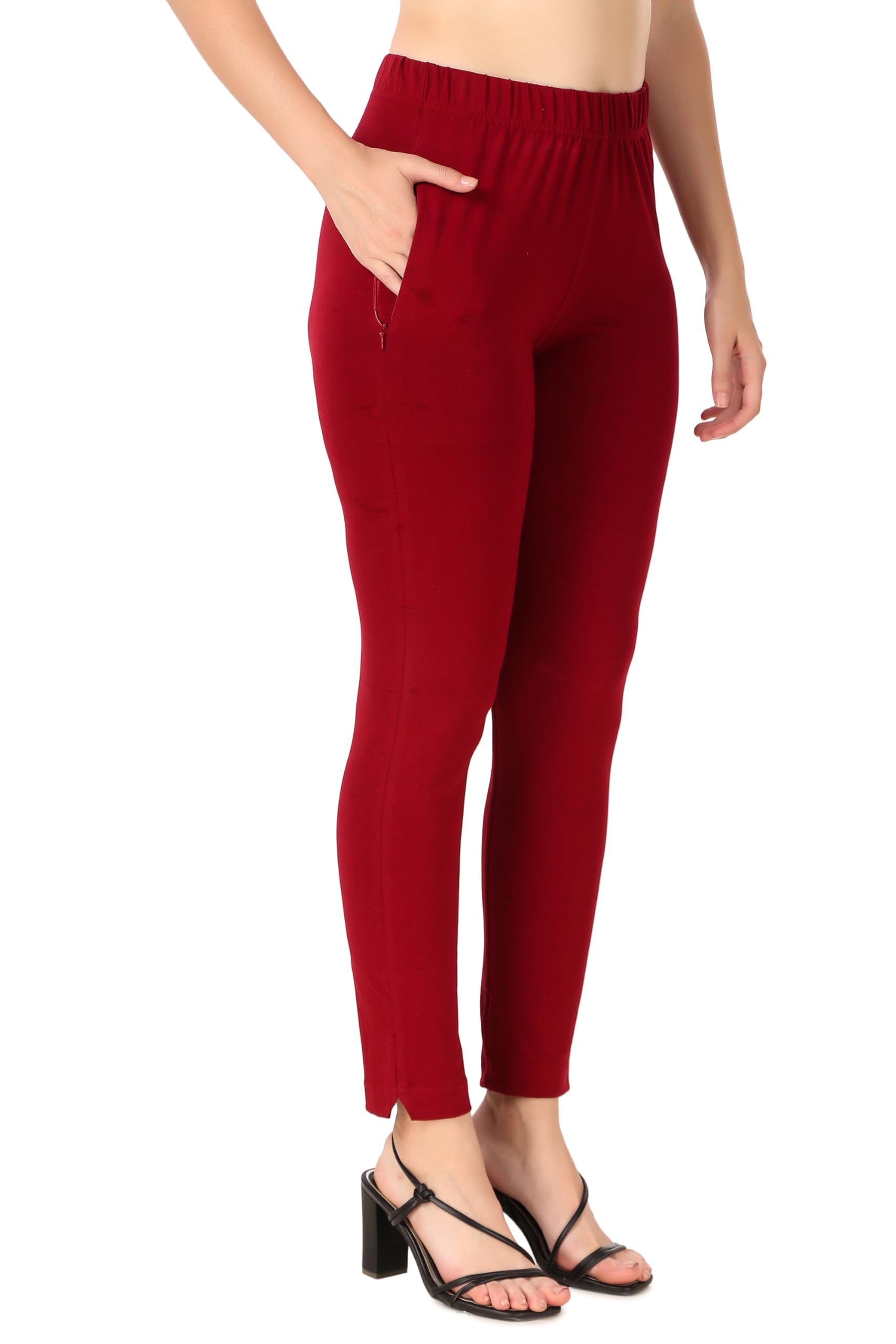 Women's 100% Cotton Fabric Regular Fit Kurti Pants with Mobile Phone Pocket for Casual, Formal and Everyday Wear, Free Size (2XL) - Dark Maroon-image-39