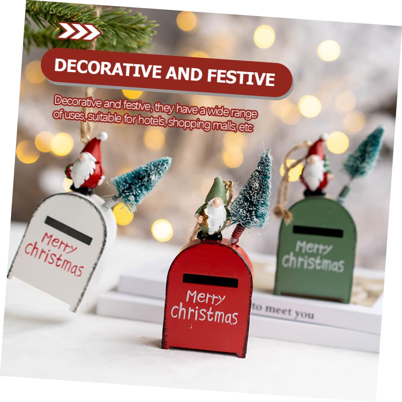 Beatifufu Hanging Christmas Mailbox Decor Iron Craft Mailbox Pendant Decorative Xmas Tree Ornaments