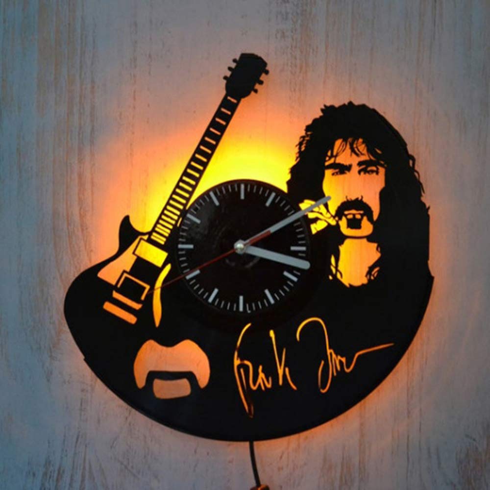 Vinyl record wall clock Creative wall clock Mute wall clock Home Decoration Frank Zappa LED Wall Clock With wireless remote control