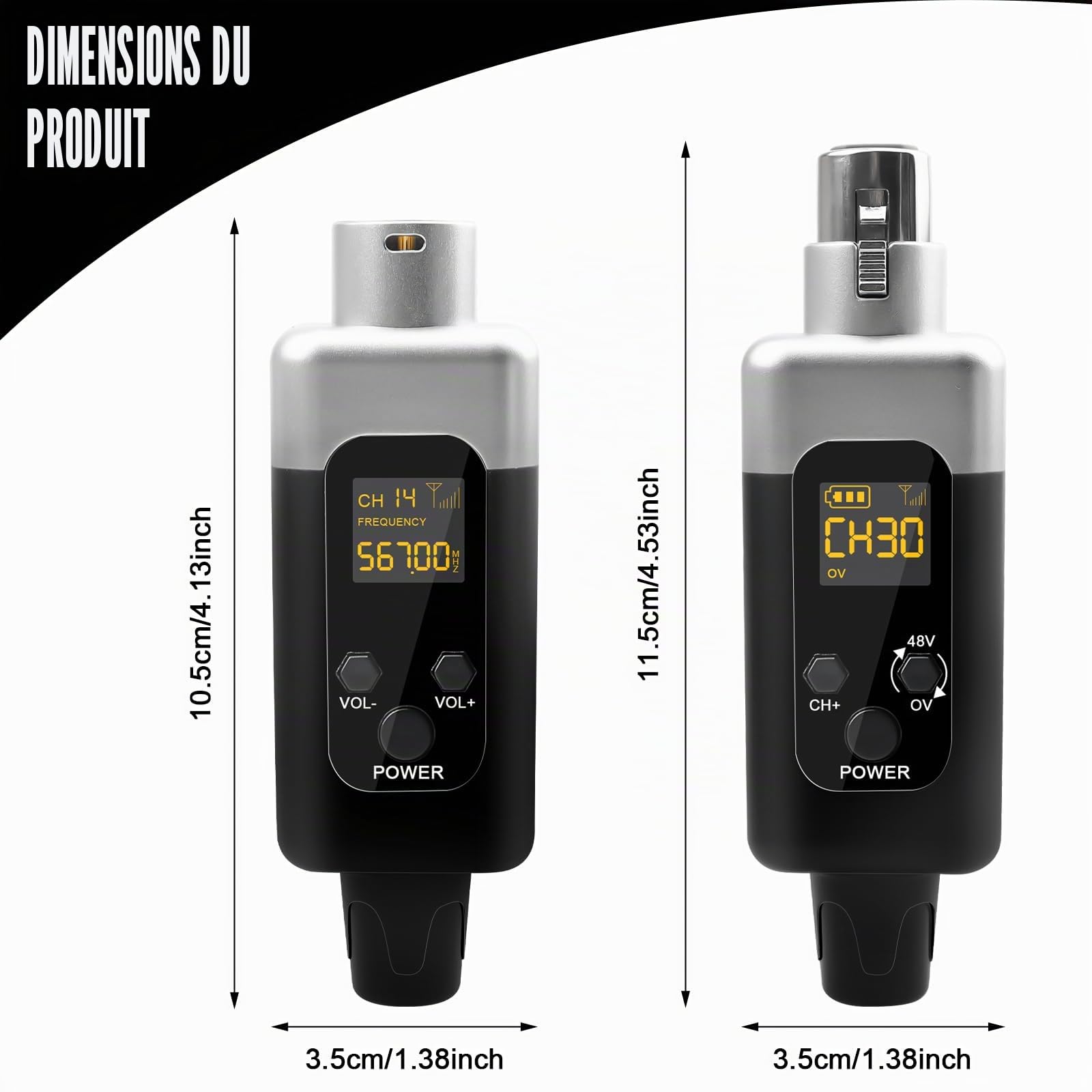 Émetteur récepteur de microphone, émetteur récepteur sans fil de microphone, adaptateur portable, adaptateur de microphone sans fil pour microphone à condensateur dynamique pour scène et