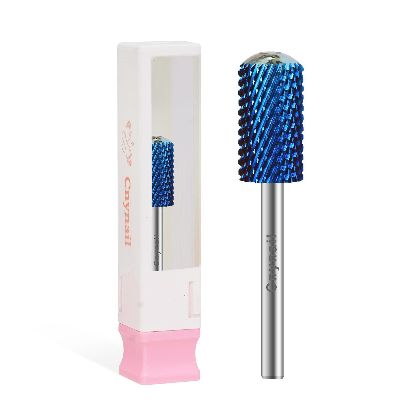 Cnynail 3/32" Large Barrel Smooth Round Top Tungsten Carbide Nail Drill Bit Safety Bit for Gel & Acrylic Removal, 2-Way Rotating Efile Tip, Salon