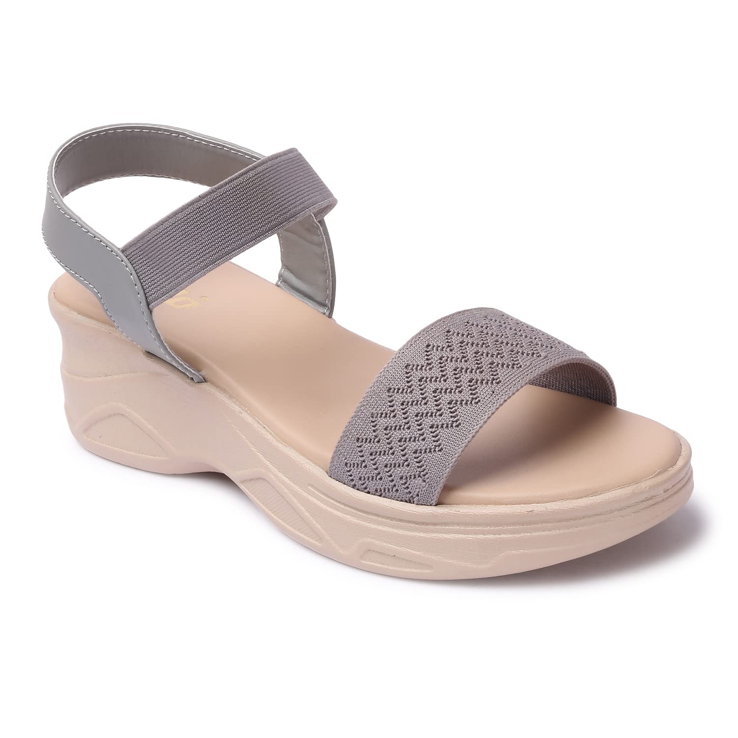KKF Womens High Heels Sandals - Fashionable Stylish Wedges | Girls and Ladies | Grey (B0CR3YGH44) Amazon Price History, Amazon Price Tracker