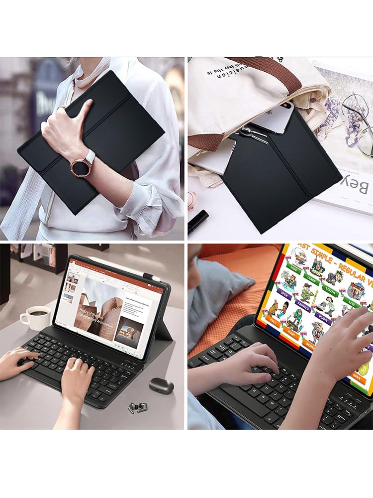 Custodia con Tastiera per Lenovo Tab M10 3ª Generazione da 10,1 Pollici Cover con Tastiera Wireless Magnetica Rimovibile QWERTY per Tab M10 (3ª Generazione), Nero
