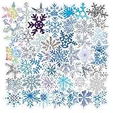 100 Pcs Snowflake Stickers for Winter Christmas Decoration Snowflakes Waterproof Vinyl Stickers for Window Water Bottles Mobile Phone Skateboard Bike Decals