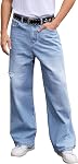 Jeans de jeans de sac en croûte Hip Hop à large jambe à l'écart des poches Denim Jean Pantalons Streetwear pour homme