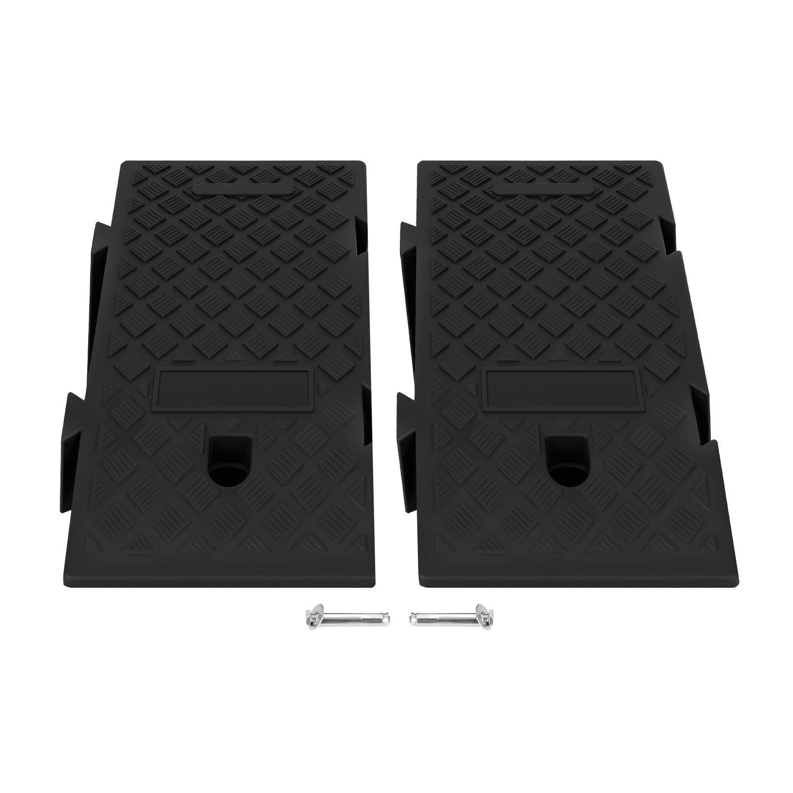 Lot de 2 rampes de trottoir, 19 cm de haut, antidérapantes, en plastique robuste, rampe de seuil pour portes, marches, fauteuils roulants, scooters, motos, voitures