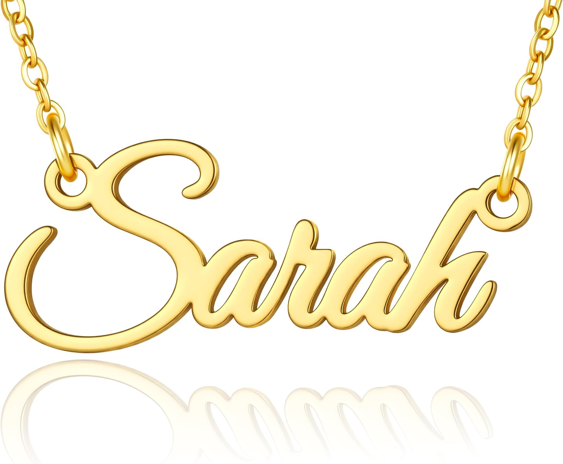 Custom Name Necklace - Personalized Stainless Steel Name Necklace Dainty Gold Name Plate Necklaces for Women Girls Personalized Gifts Birthday Gifts