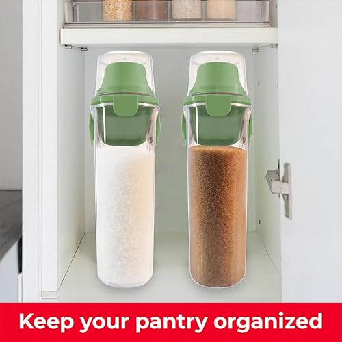 Miniatura 7 de Paquete de dos contenedores de almacenamiento de alimentos y cereales, contenedor organizador de cocina de plástico hermético de 2.6 L con boquilla