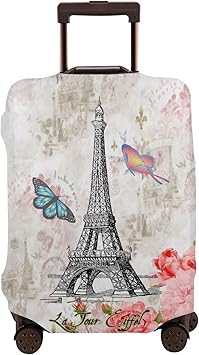 review Acxzorpv European France Paris Eiffel Tower Luggage Cover Washable Elastic Travel Suitcase Protector with Zipper 25-28 Inches (L, White)