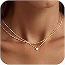 Tewiky Dainty 14k Gold Plated/Silver Cubic Zirconia Necklaces for Women, Simple CZ Jewelry Necklaces Trendy Gifts
