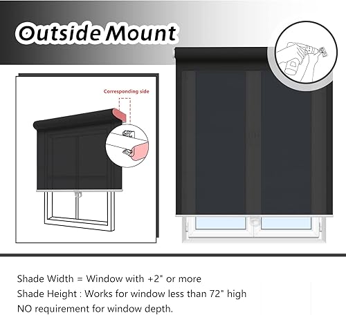 Miniatura 6 de AOSKY Persianas enrollables sin cordones para ventanas con filtro de luz con 5% de apertura, persianas enrollables semitransparentes con protección