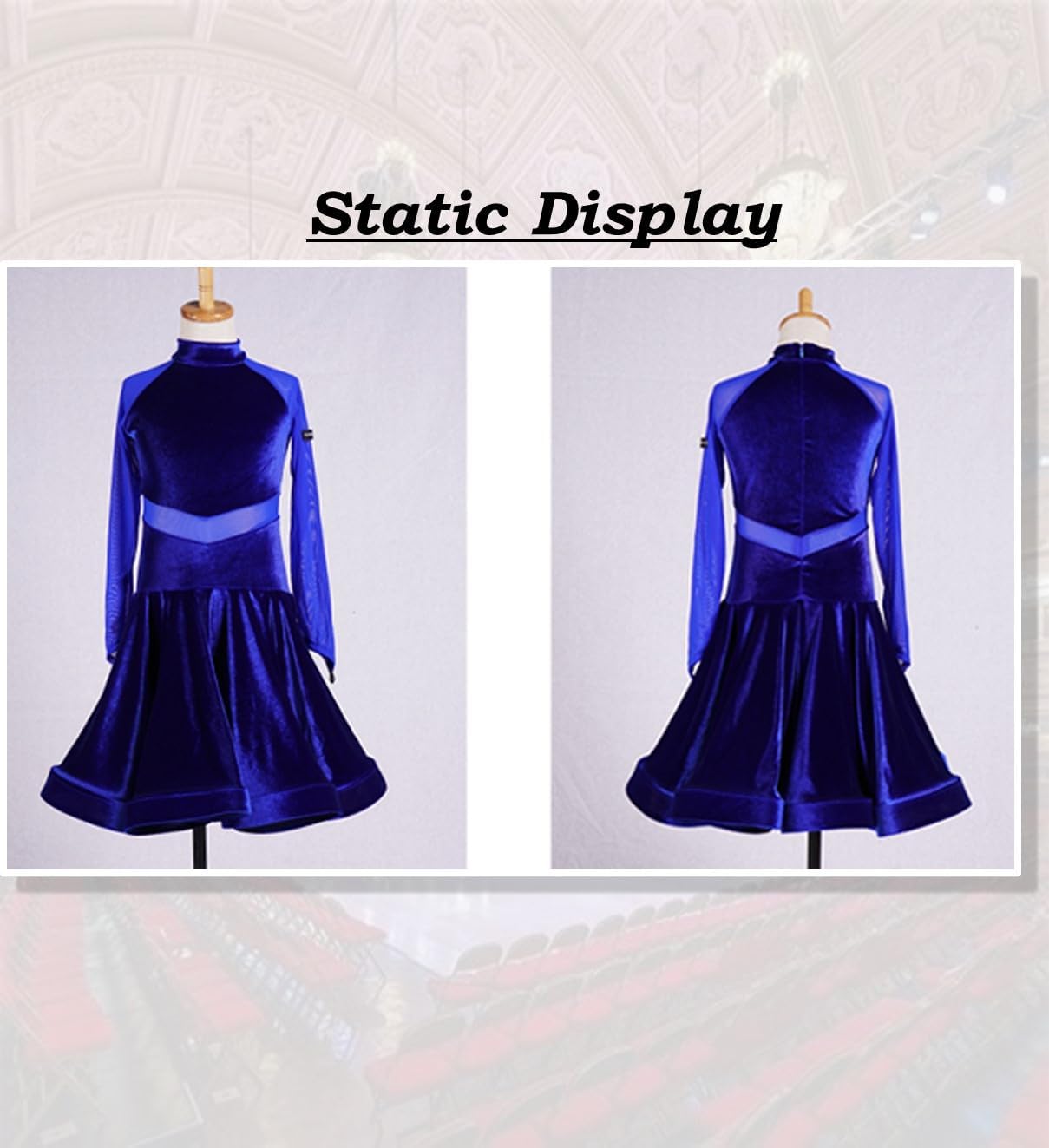 SCGGINTTANZ GD3102 Kid Latin Ballroom Dance Professional net Yarn and Velvet Splicing Design Race/Performance Dress for Girl