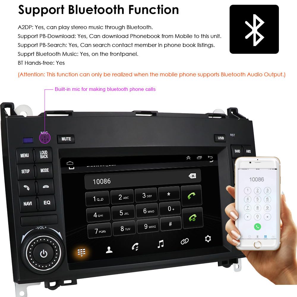 7" Android Auto Radio GPS Navigator Navigation Carplay Fit for Mercedes Benz Vito W447 111 114 116 CDI Cargo Van Kasten Tourer Bus mit BT FM USB RDS TPMS SWC Pip Mirror Link+Auto Bremsleuchte Kamera