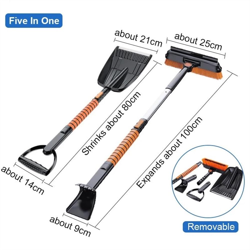 Rascador de hielo para coche 1set Hielo Coche 3 En 1 5 En 1 Retráctil Cepillo Pala Herramienta Remoción De Nieve De Invierno Pala Raspador Eliminación Hielo Auto Clean Accesorios Rascadores de hielo p