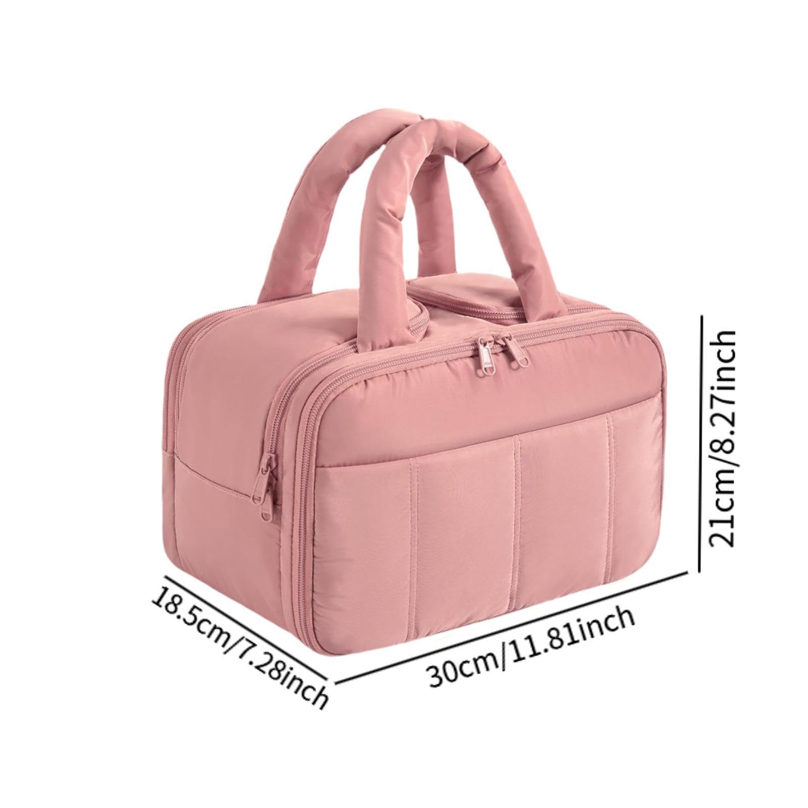 Travel Borsa Da Toilette Compatta Organizzatore Cosmetico Borsa Trucco Pouch con Zipper Materiale Poliestere Adatta a Casa Viaggi Bagno Vacanza, Rosa