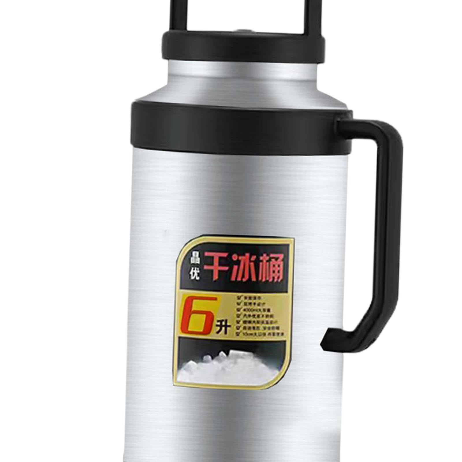 F Fityle Secchiello per ghiaccio secco Secchiello per ghiaccio secco Bottiglia d'acqua termica Contenitore per ghiaccio per eventi di catering Buffet domestici, Argento 6L