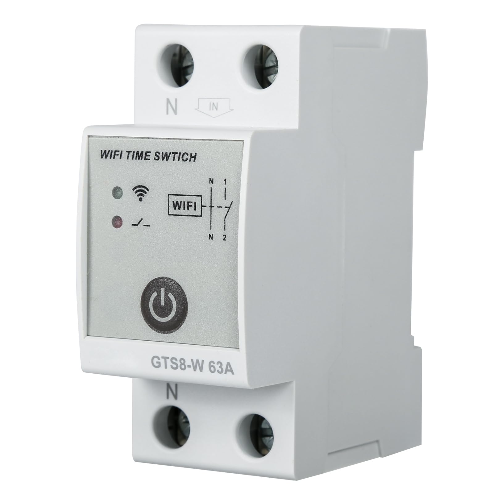 Programmateur Intelligent WiFi GTS8-W AC220V Commutateur de Contrôle Horloge Modulaire de Télécommande Domestique Intelligent Compatible avec TUYA APP(2P-63A)