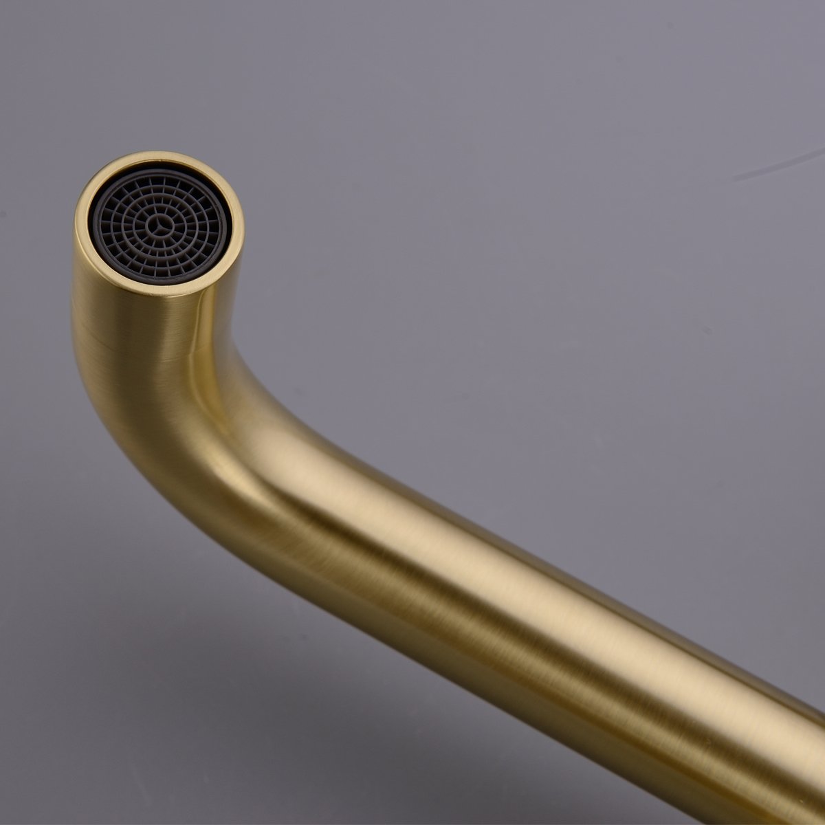 Grifo mezclador para lavabo TRUSTMI en oro cepillado, para montaje en pared, 2 manijas, grifo de baño de latón