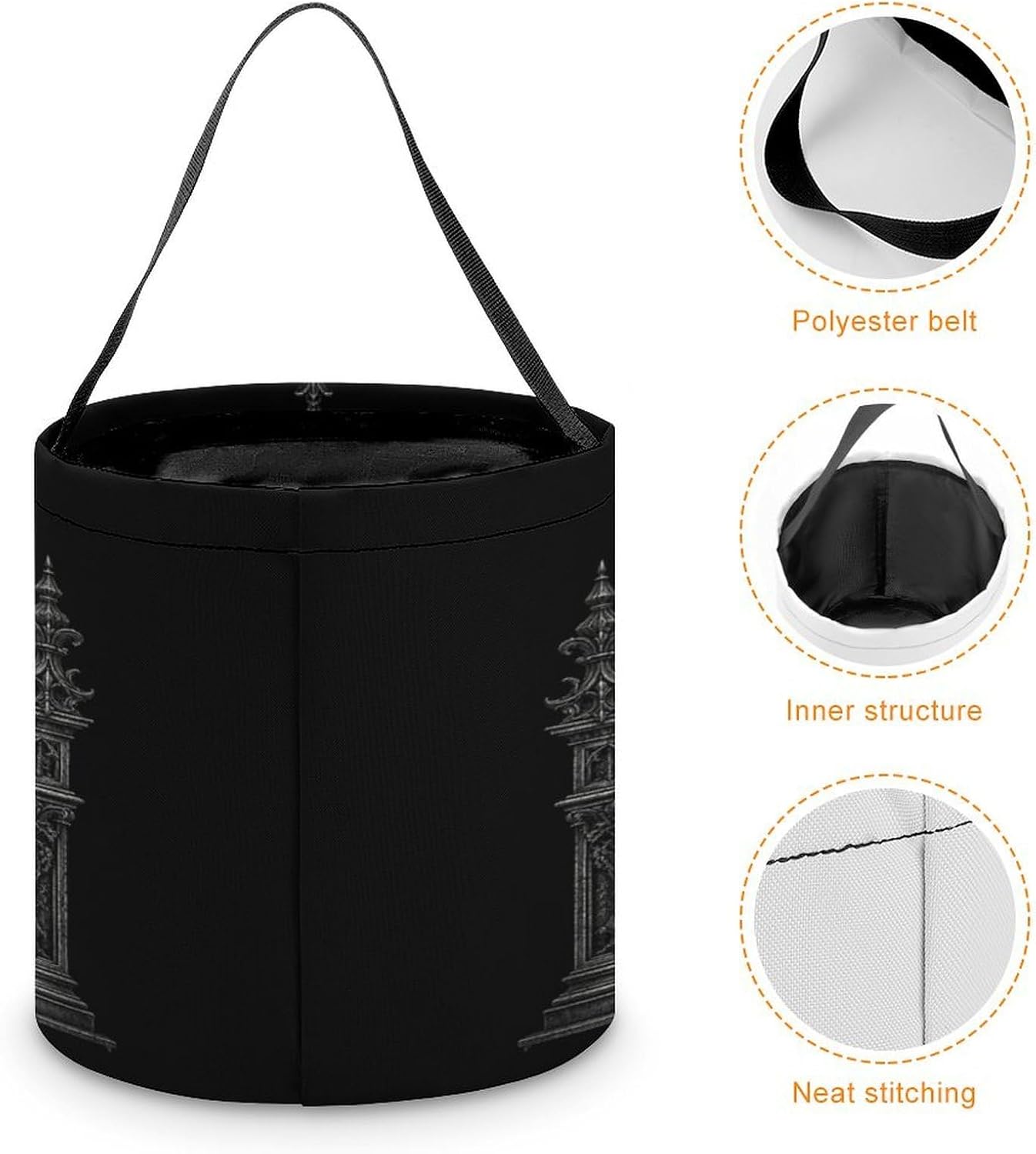 Window Skeleton Halloween Trick Or Treat Bucket Candy Tote Hand‑held Pouch for Cosplay Theme Party Gift Storage image 4