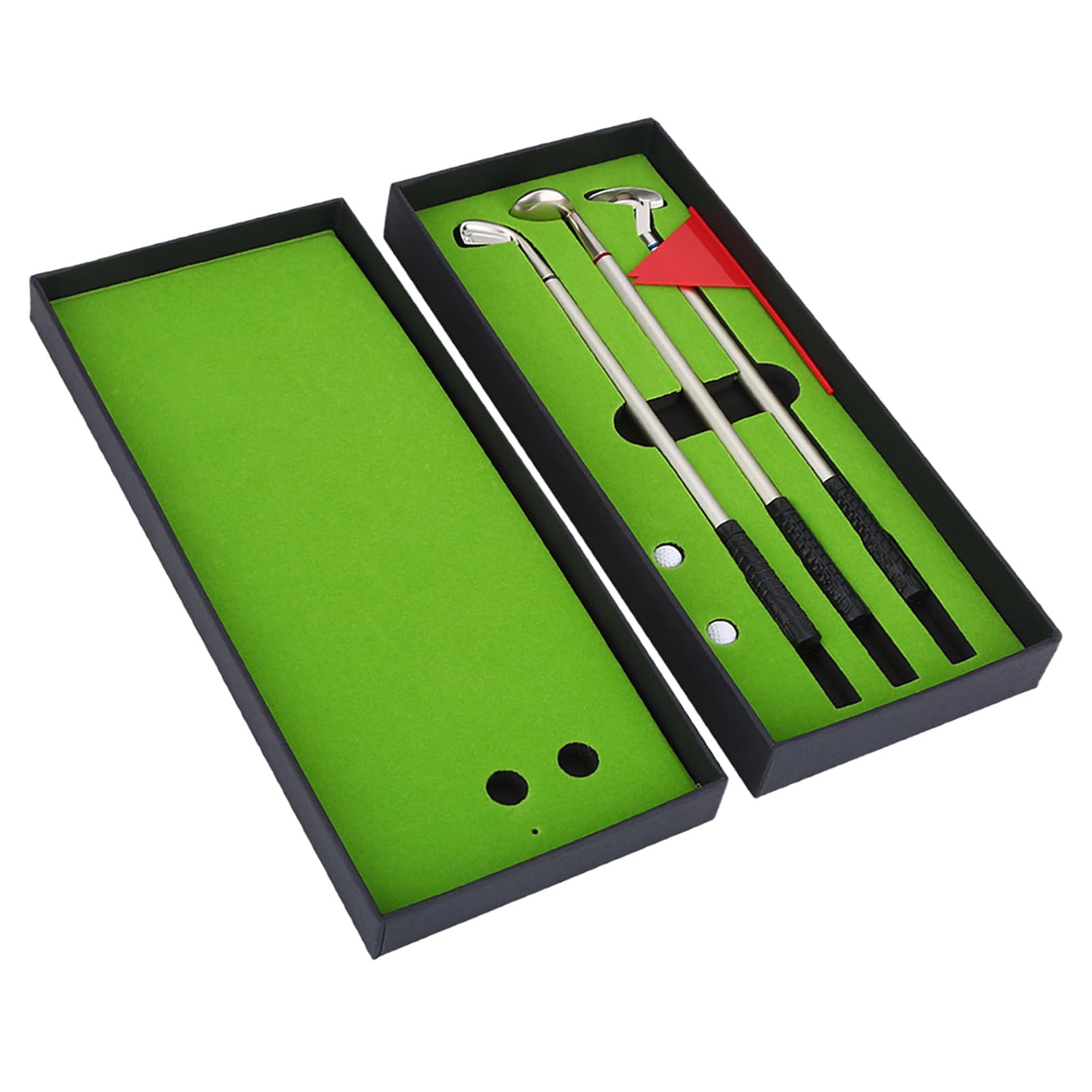 Zestaw długopisów golfowych Dilwe, zestaw kijów golfowych z flagą i 3 długopisy (czerwony, niebieski, czarny), minigry na stole, pudełko z piłeczkami golfowymi Dekoracja biurka