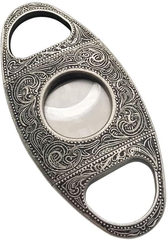 Cigar Cutter Guillotine, Stainless Steel Double Blade, Polished Metal Manual Portable Pocket Tool(B)