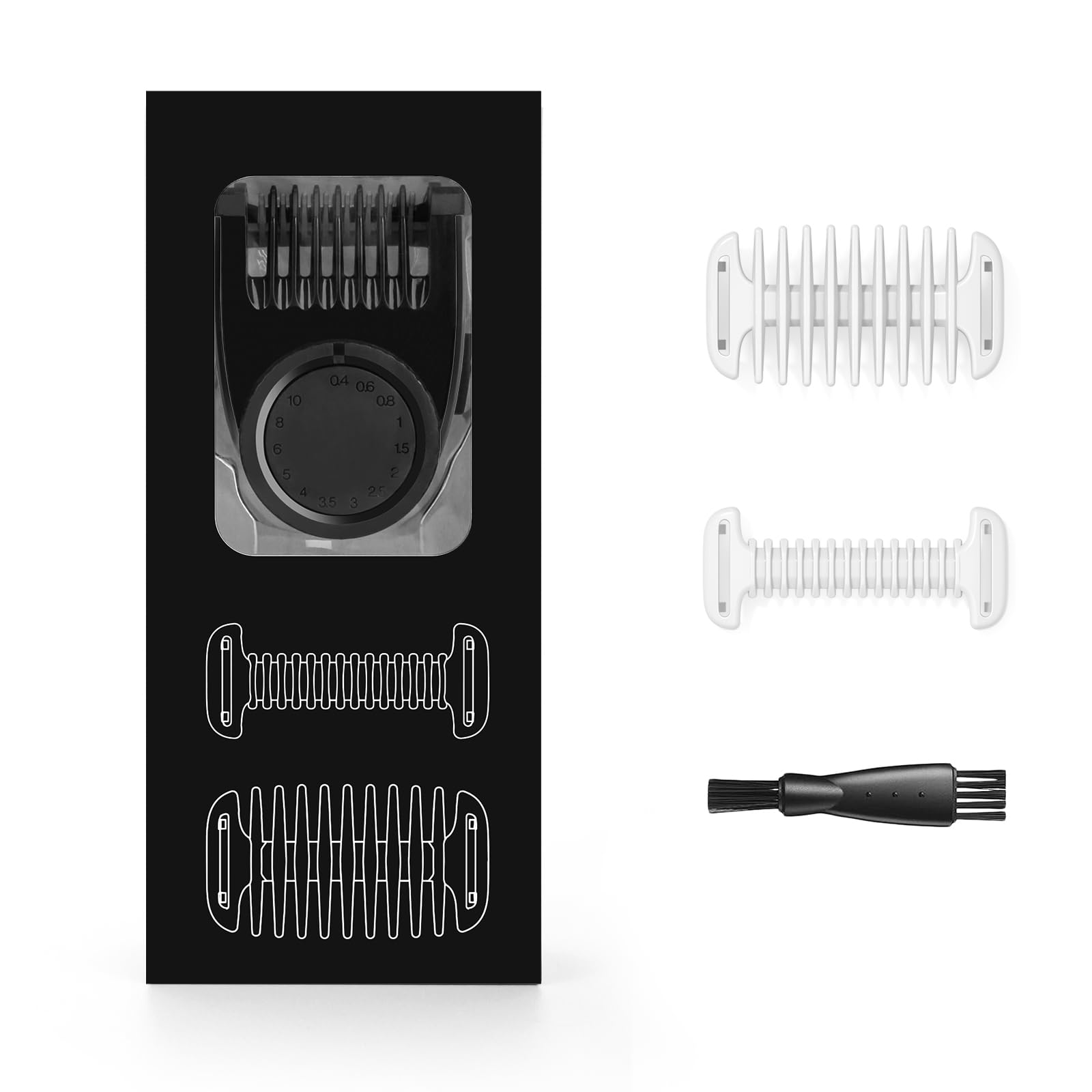 14-in-1 Adjustable Guards Comb Compatible with O Blade QP2724 QP2834 QP2520/30 QP2620/30, Lengths from 0.4-10mm, with Skin Protector, Body Comb for Hybrid Electric Trimmer Attachments