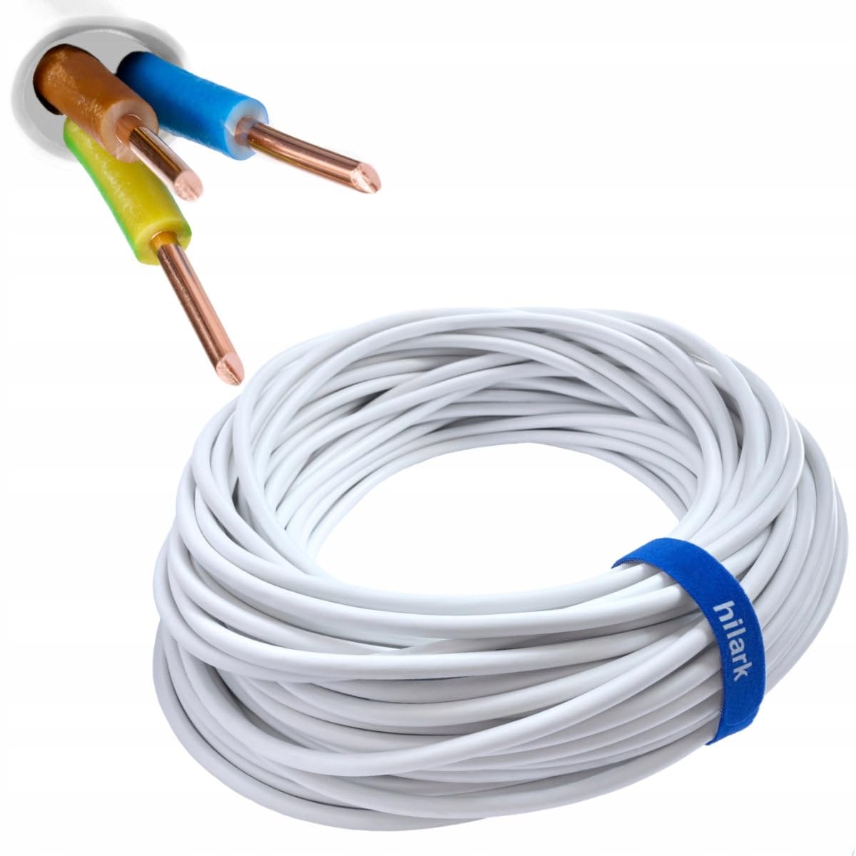 Hilark Cable Tech Rundes Installationskabel 450/750V YDY 3x2,5 50m