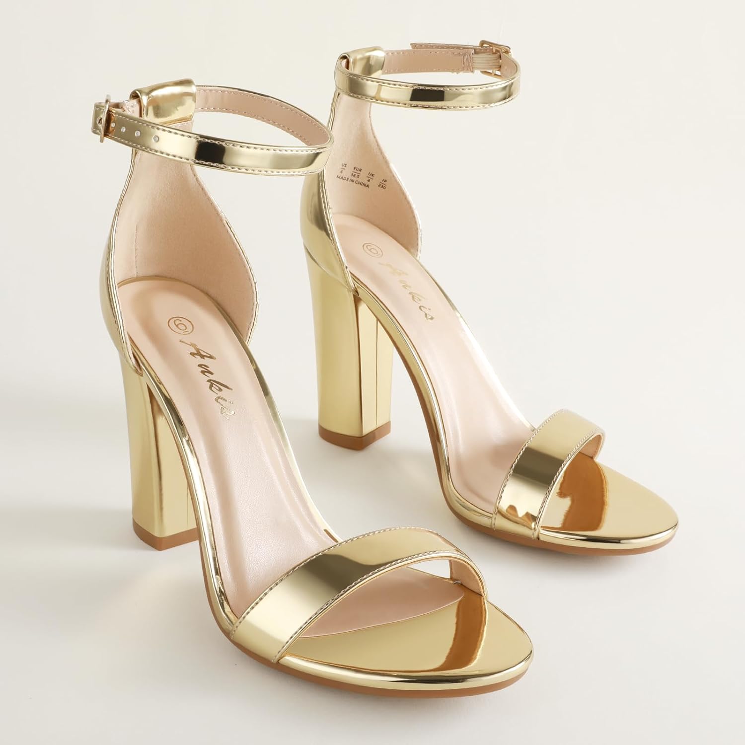 Ankis White Heels Wedding Shoes for Bride Women Chunky Heels Pearl High Heels Heeled Sandals 4 Inch - Image 4