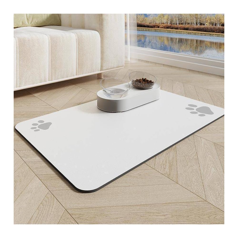DESALOV Pet Feeding Mats-Absorbent Dog Mat for Food and Water Bowl-No Stains Quick Dry Dog Water Dispenser Mat-Dog Accessories Pet Supplies (Light Gray, 2 Pack) Light Gray 2 Pack