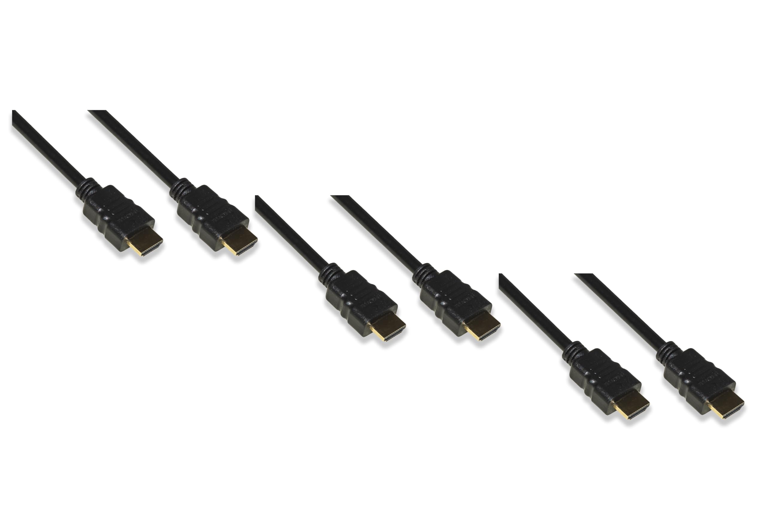 LINK LKCHDMI10003 - Confezione 3 Cavi HDMI 4K 30Hz 3D con Ethernet – 10m, Contatti Dorati, Nero – Compatibile PC, Notebook, HDTV, Monitor