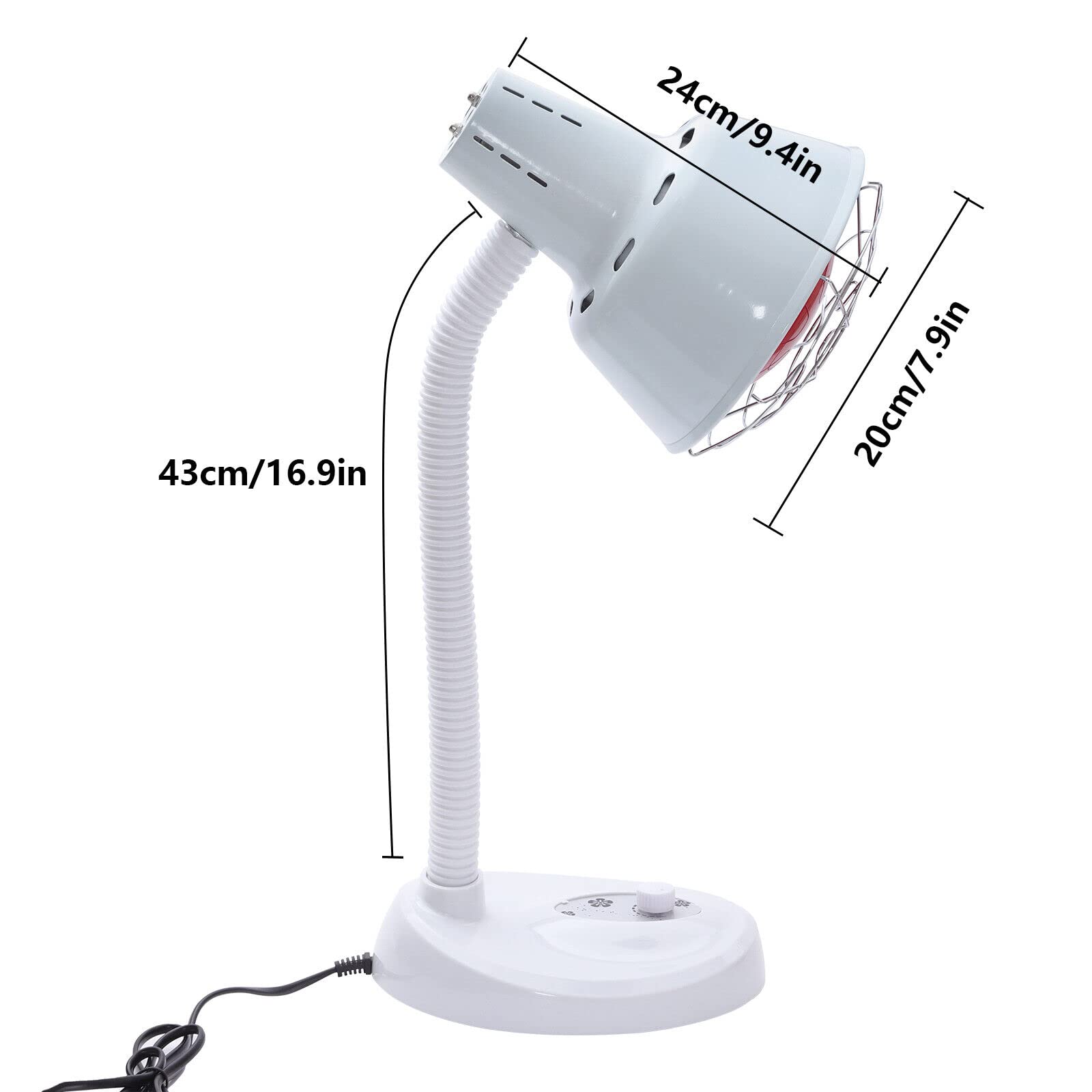 Lampe infrarouge 275W Température réglable Lampe à lumière rouge Soulagement de la douleur Lampe Émetteur de chaleur infrarouge
