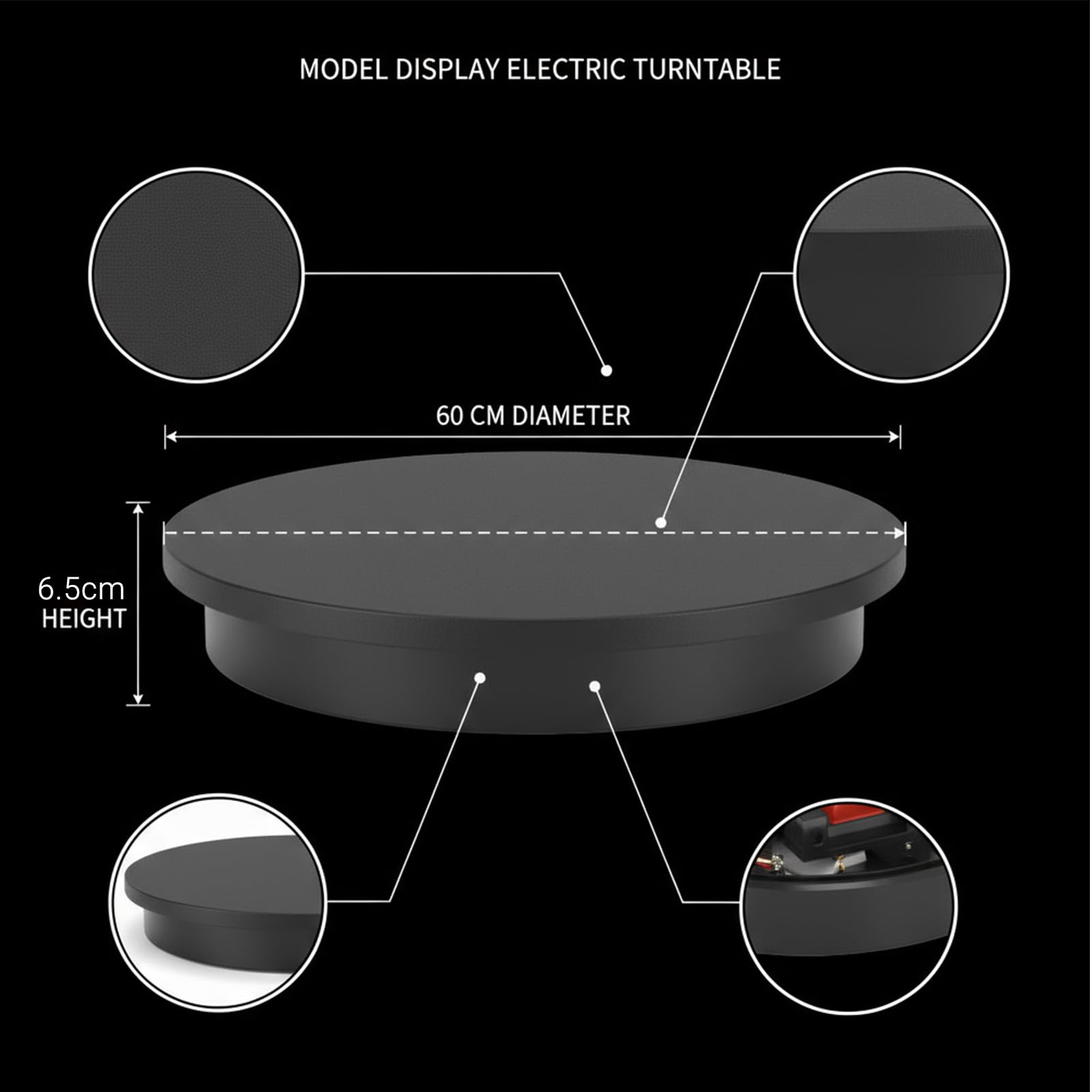 Soporte de exhibición giratorio eléctrico, tocadiscos de velocidad ajustable, capacidad de 220 libras para fotografía de productos, control remoto, 42 cm de diámetro