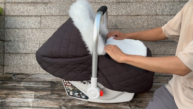 Winter Baby Car Seat Cover, Plush Lined, Waterproof, Universal Fit, Black