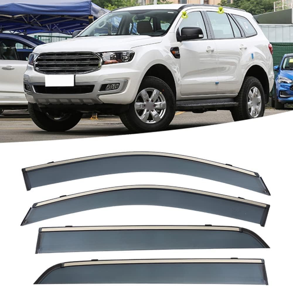 4 wind deflectors for Ford Everest 2016-2021, front and rear windows side windows deflectors rain guards window shatterproof sun visor