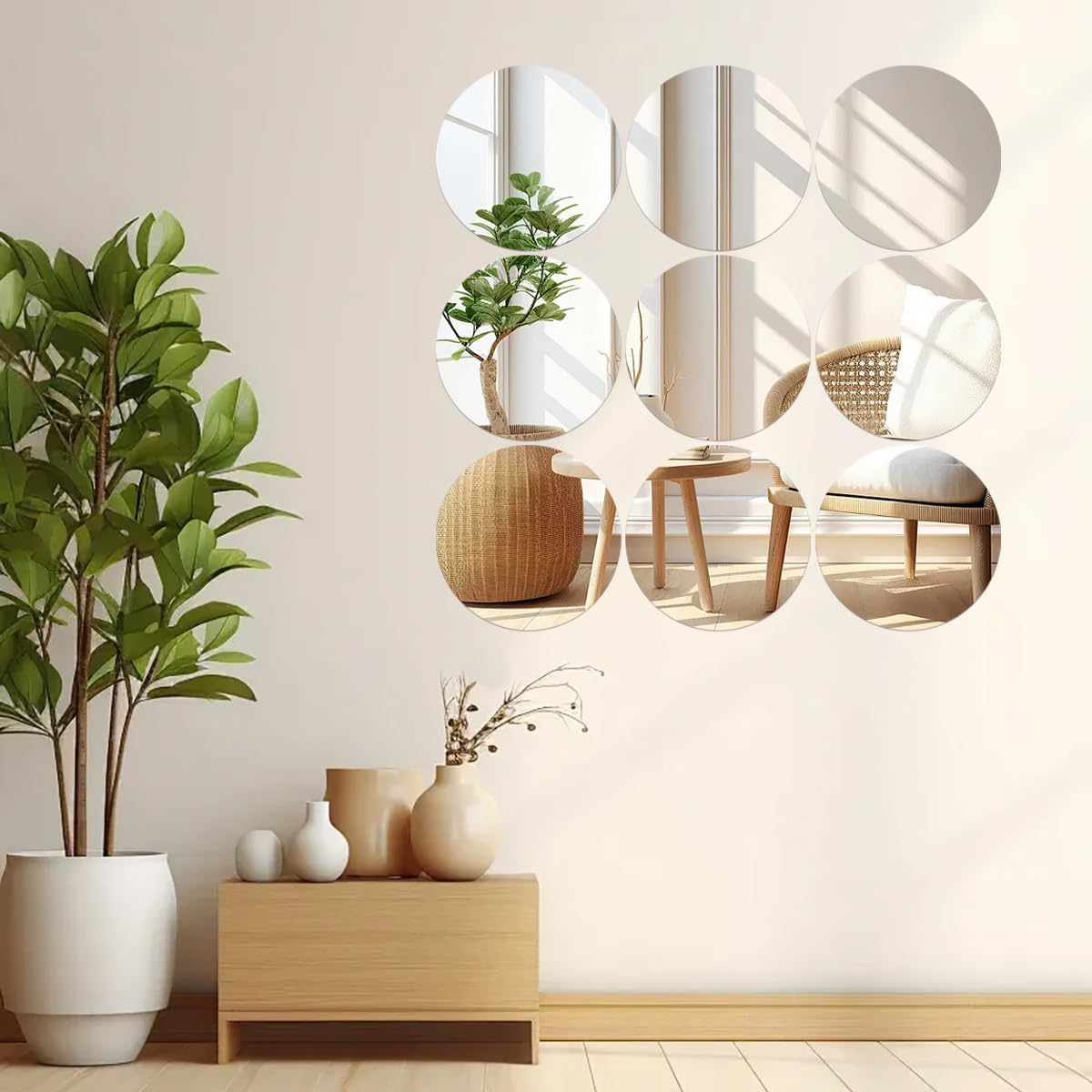 15Pack Round Mirror Centerpieces for Tables Decorations, Acrylic Circle Mirror Centerpieces Mirror Tray Candle Plate for Wedding Table Christmas Decorations Wall Decor (10inch, 12inch)