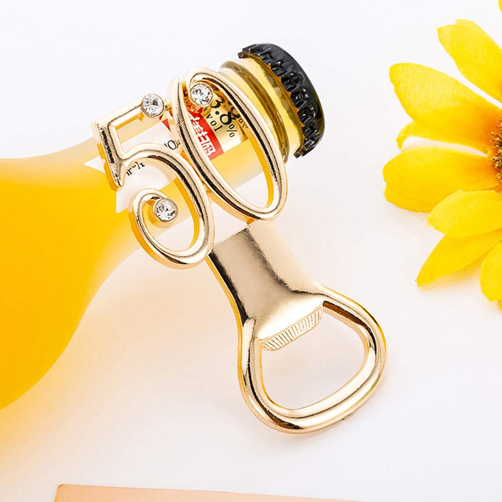 24 apribottiglie per 50° compleanno per bomboniere per 50° compleanno, apribottiglie dorato con confezione regalo