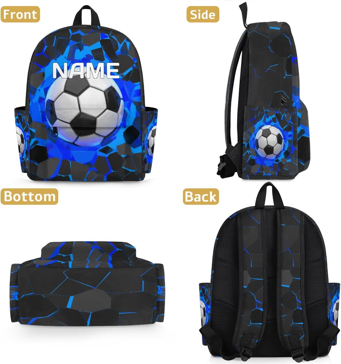 Sport Football Ball Customized Kids Backpack for Boys Girls Soccer Sport Personalized Preschool Toddler Backpack Kindergarten Nursery Bookbag Travel Children School Bag