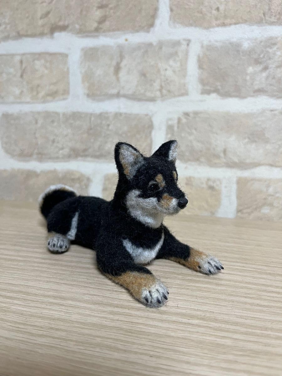 羊毛フェルト 黒柴犬 フレーム付き 羊毛フェルト 黒柴犬 フレーム付き