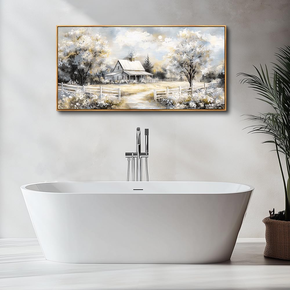 QIYILEXWART Large Wall Decor For Living Room Canvas Wall Art For Office Modern Wall Decorations For Bedroom Forest Cabin Landscape Painting Farmhouse Pictures Artwork Room Home Decor 24x48 In