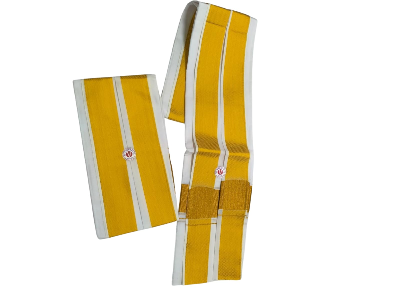 yadadri White Cotton Angavastram with Big Golden Zari Border | Handloom Weaved Angavasthram | Pack of 2-picture-32
