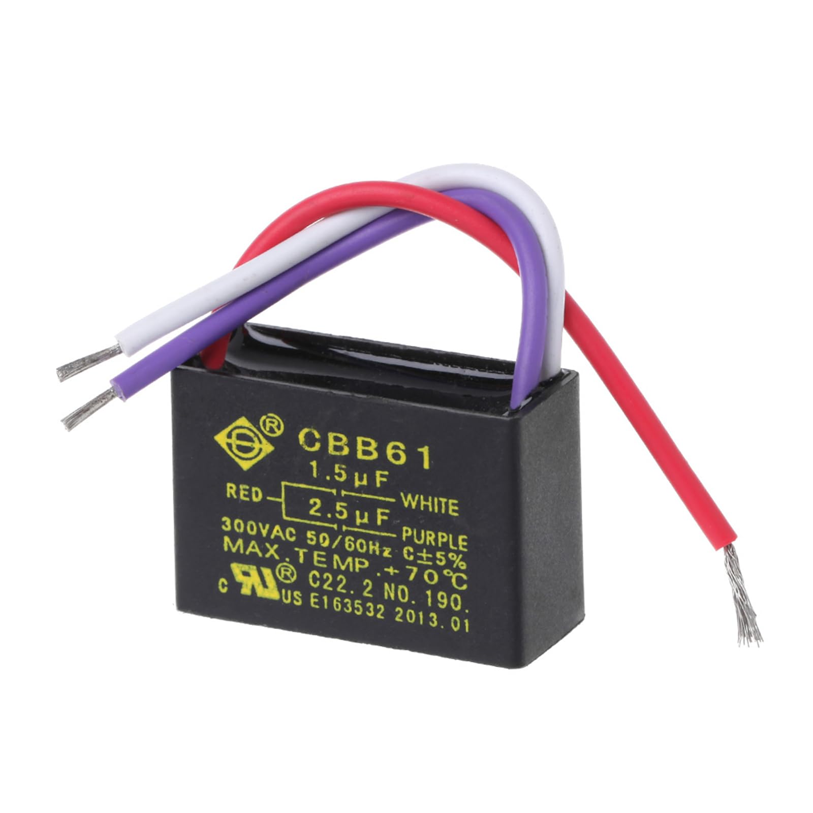 SUCHUANGUANG Black CBB61 1.5uF+2.5uF 3 Wires 250V 50/60Hz Capacitor For Ceiling Fan