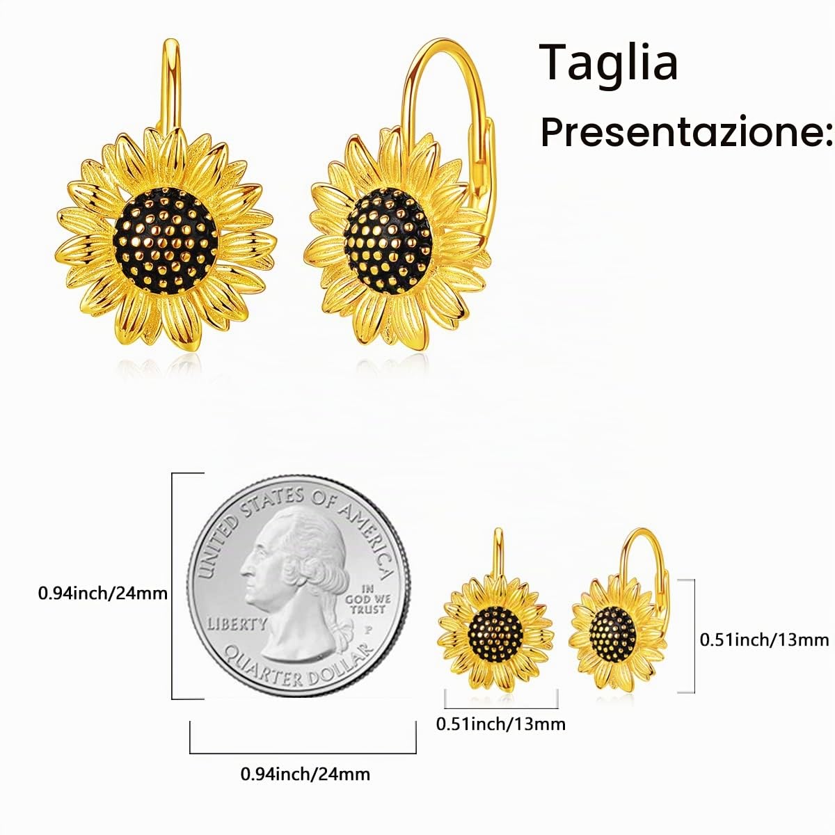 LINSTER Fiore Orecchini Donna Argento Sterling 925 Orecchini Monachella Fiore Orecchini Pendenti Regali di Gioielli Margherita per Donna Bambine
